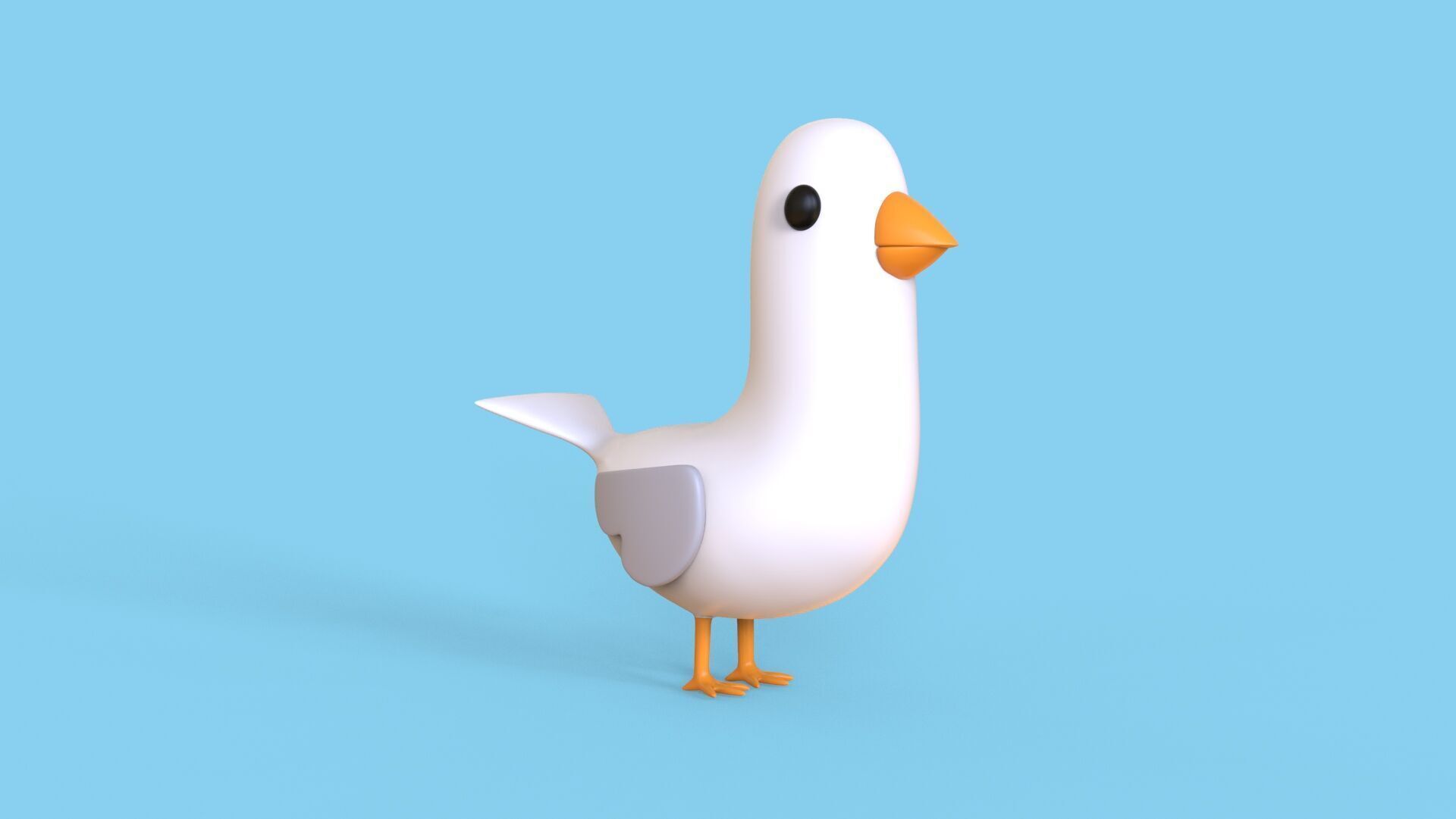 Low Poly - Cartoon Seagull Rigged Low-poly 3D model_16