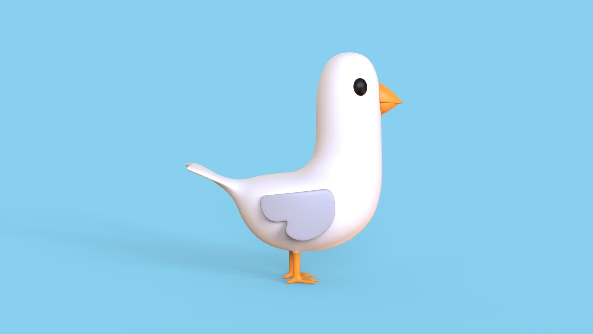 Low Poly - Cartoon Seagull Rigged Low-poly 3D model_14