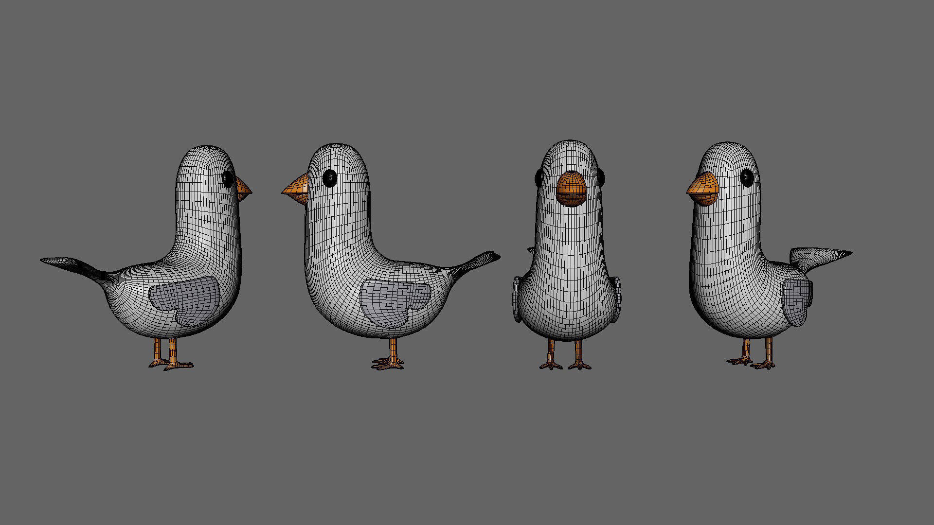 Low Poly - Cartoon Seagull Rigged Low-poly 3D model_4