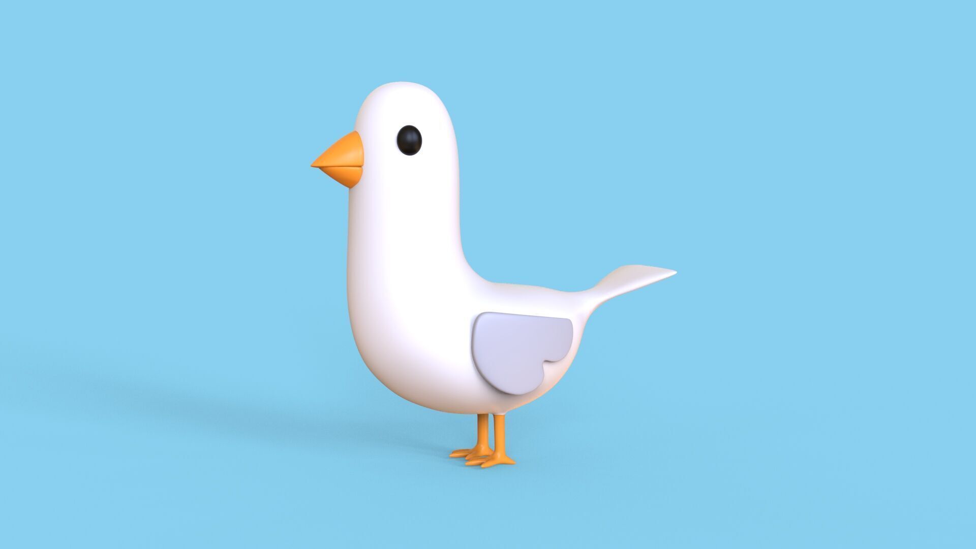 Low Poly - Cartoon Seagull Rigged Low-poly 3D model_6