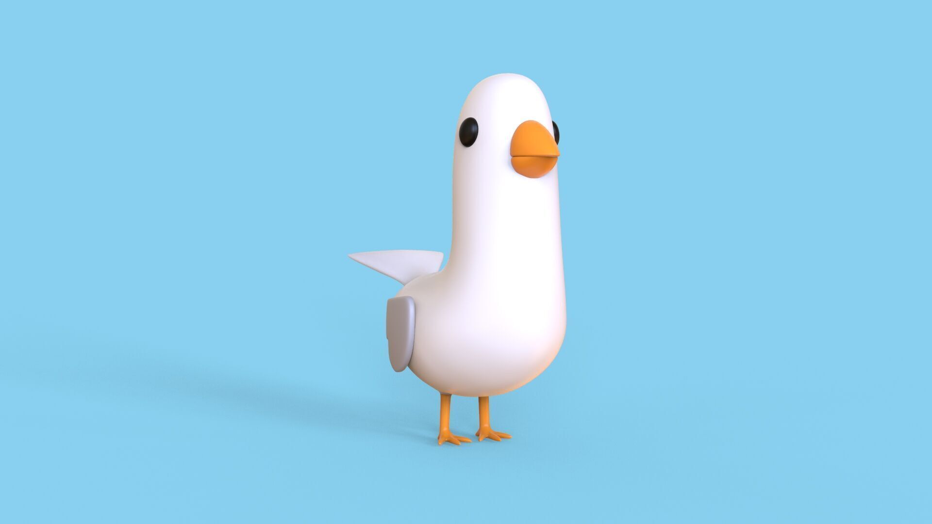Low Poly - Cartoon Seagull Rigged Low-poly 3D model_17