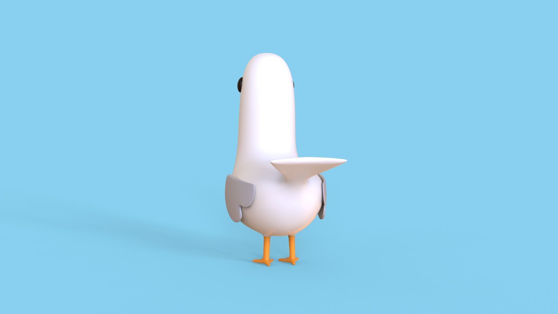 Low Poly - Cartoon Seagull Rigged Low-poly 3D model_10