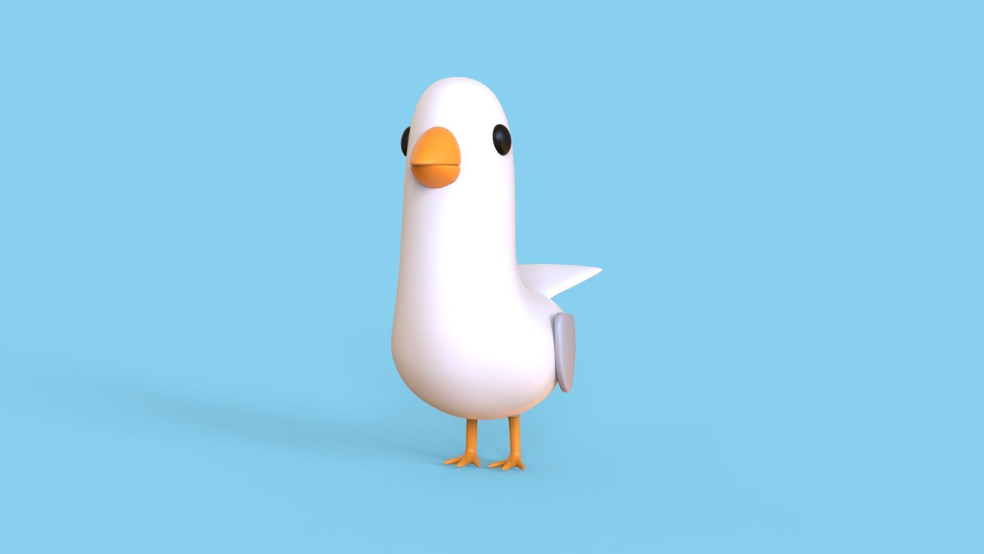 Low Poly - Cartoon Seagull Rigged Low-poly 3D model_19