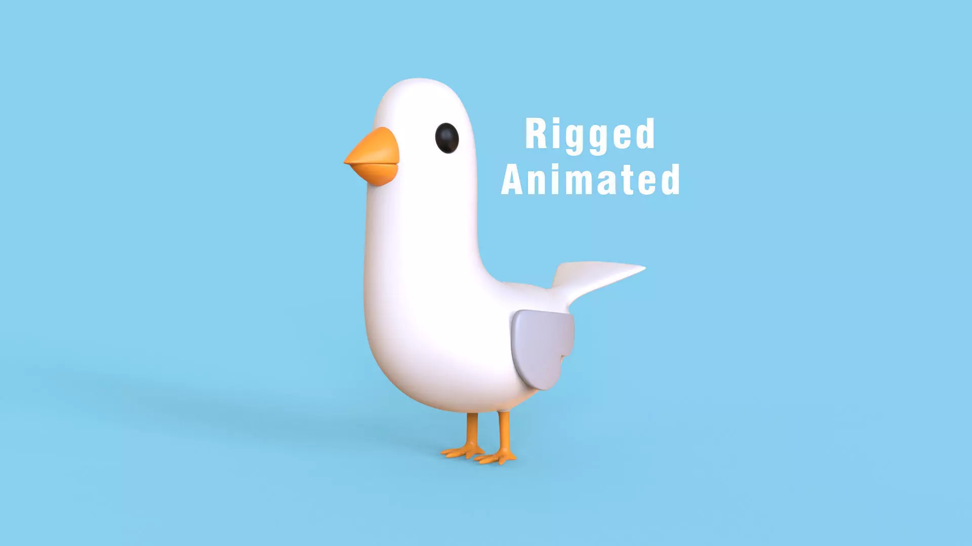Low Poly - Cartoon Seagull Rigged Low-poly 3D model_0