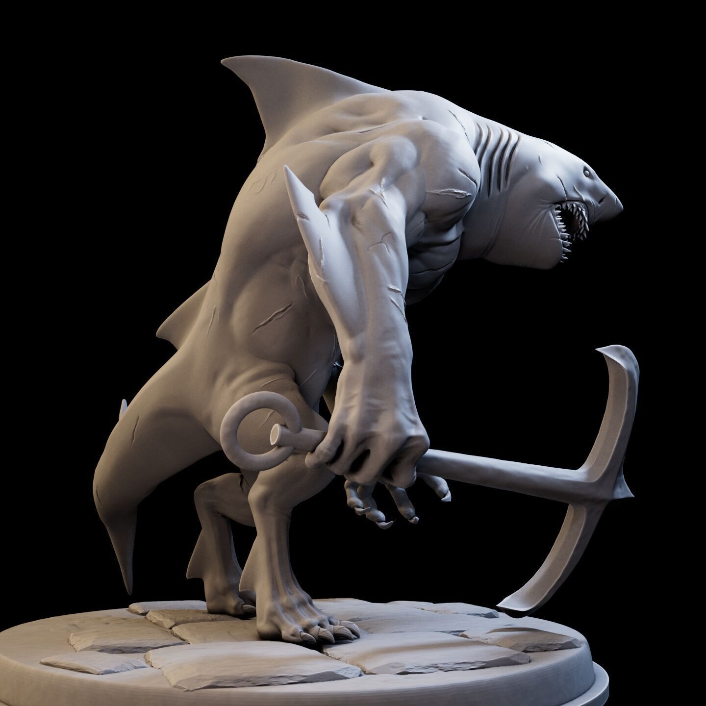 Shark Mutant High Poly for 3d Print 3D print model_6