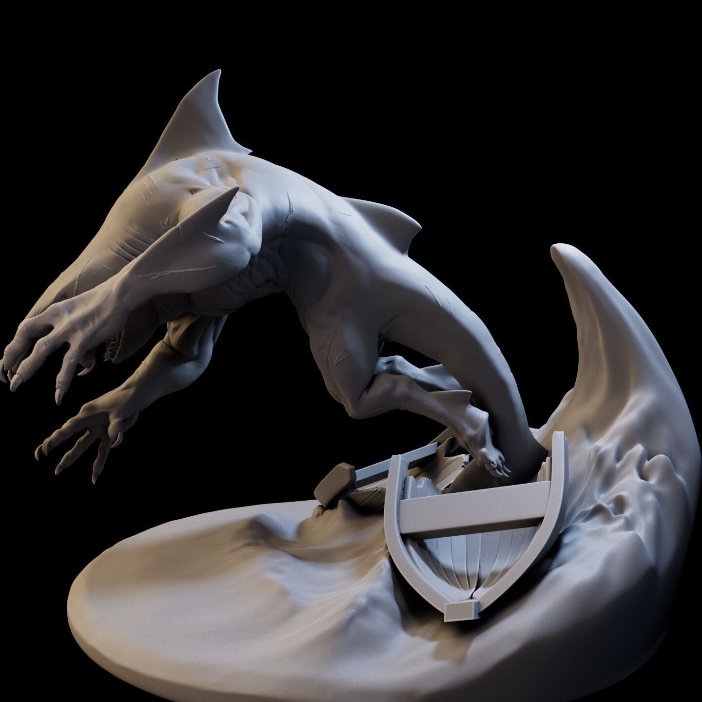 Shark Mutant High Poly for 3d Print 3D print model_12