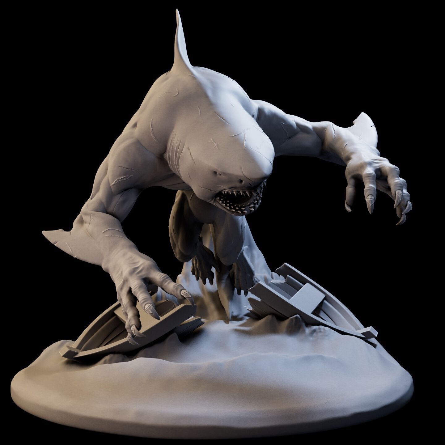Shark Mutant High Poly for 3d Print 3D print model_9