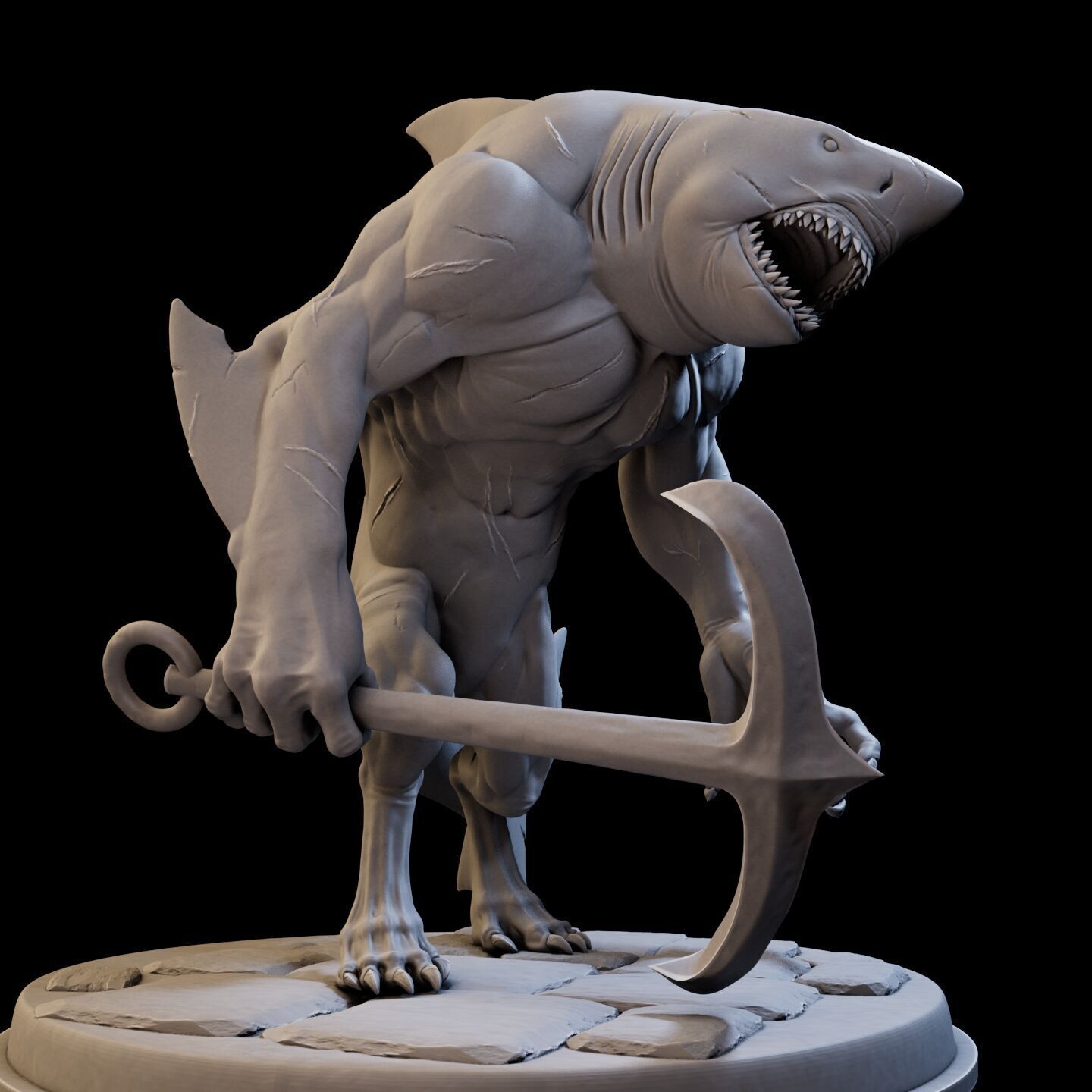 Shark Mutant High Poly for 3d Print 3D print model_8