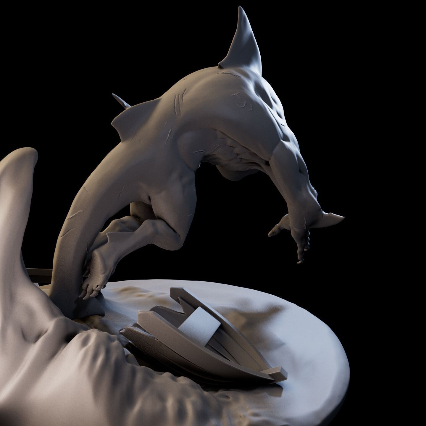 Shark Mutant High Poly for 3d Print 3D print model_3