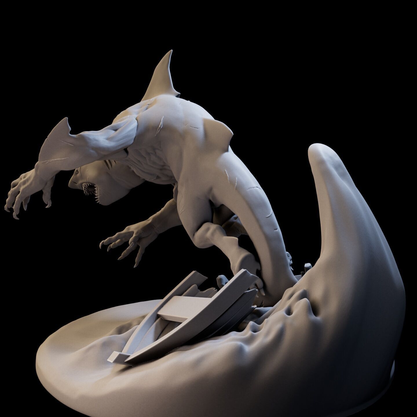 Shark Mutant High Poly for 3d Print 3D print model_14