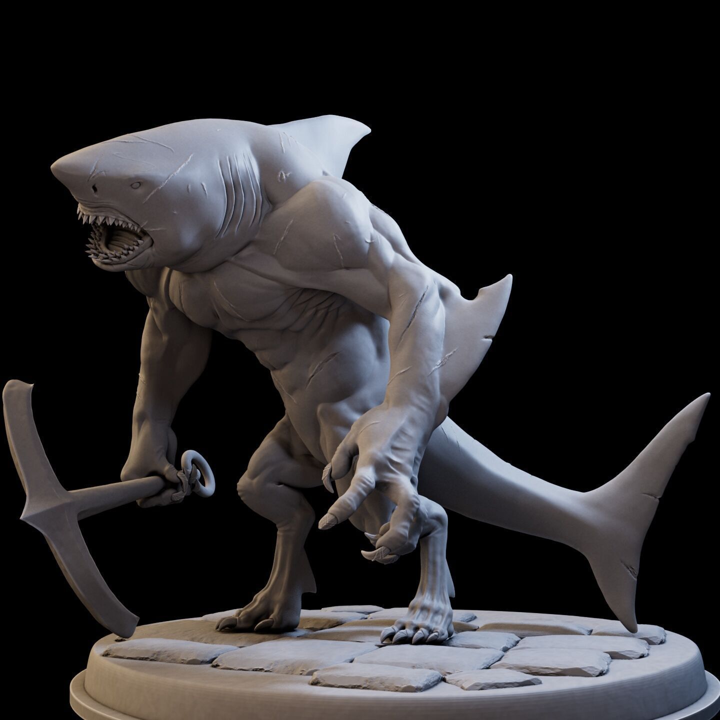 Shark Mutant High Poly for 3d Print 3D print model_10
