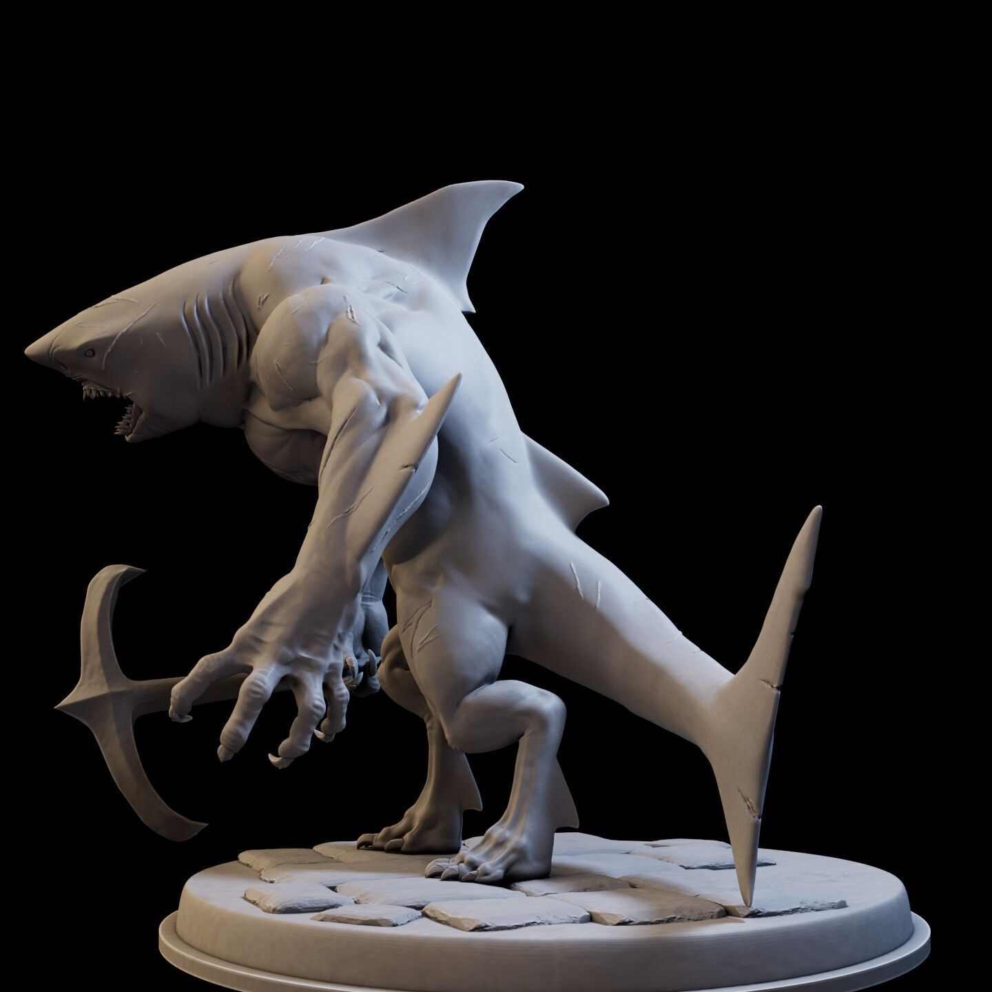 Shark Mutant High Poly for 3d Print 3D print model_11
