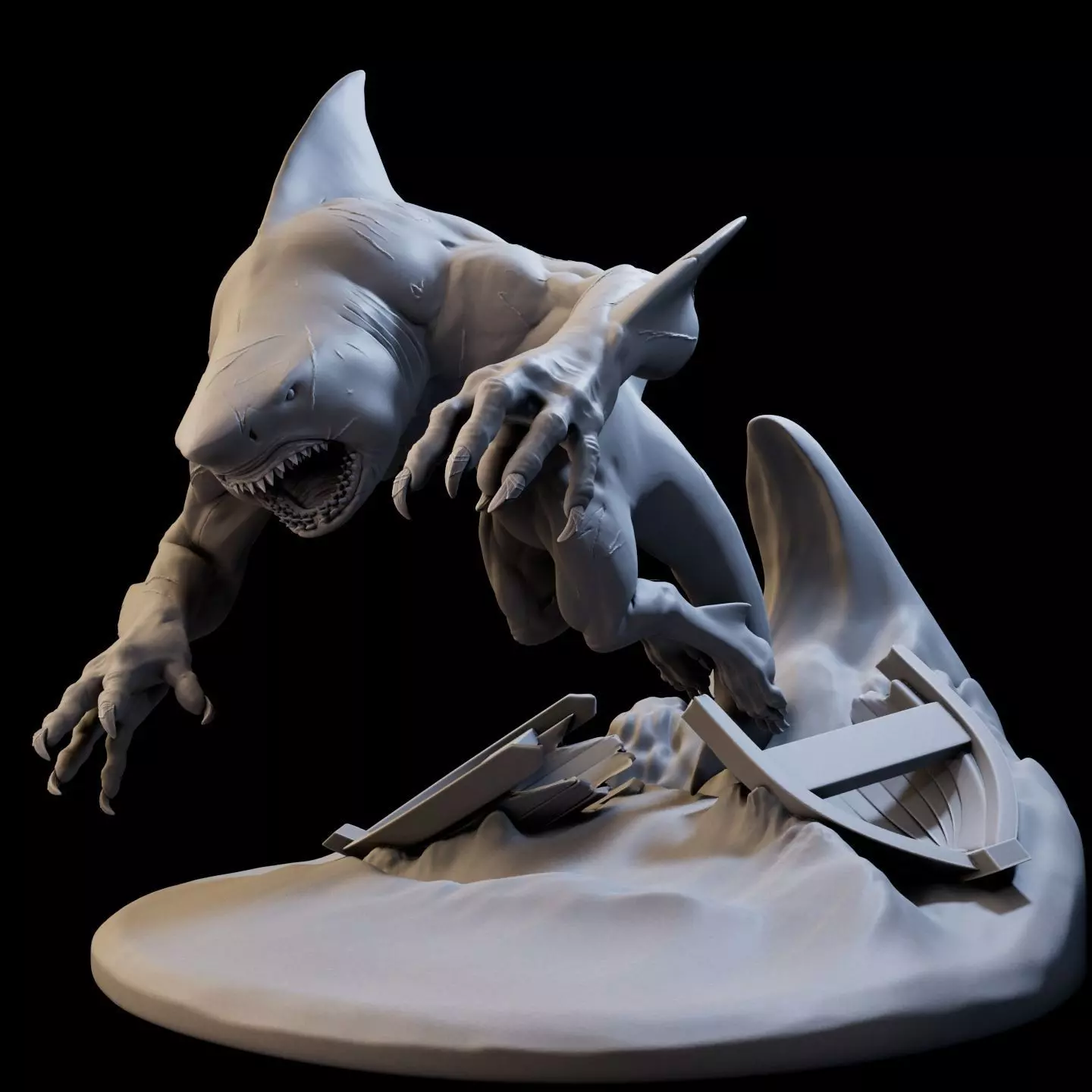 Shark Mutant High Poly for 3d Print 3D print model_0