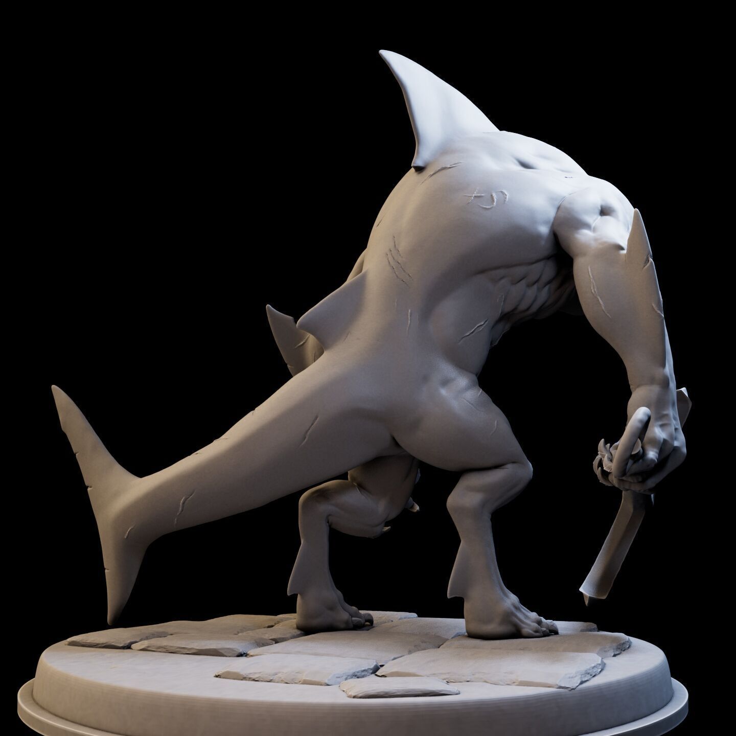 Shark Mutant High Poly for 3d Print 3D print model_4