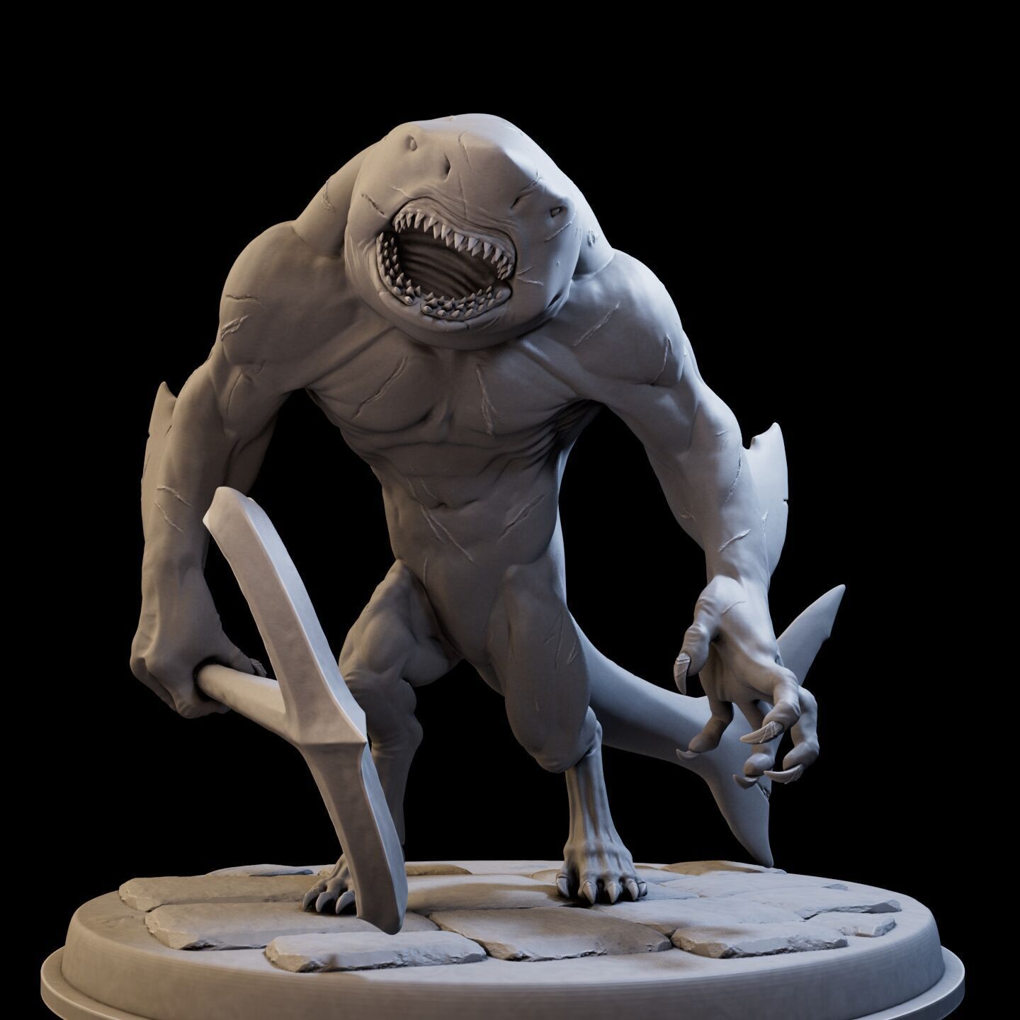 Shark Mutant High Poly for 3d Print 3D print model_2