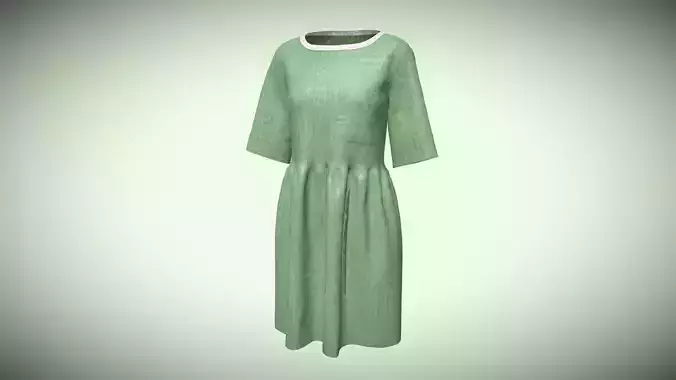 Cord T- Shirt Dress In Khaki In Low Poly Low-poly 3D model