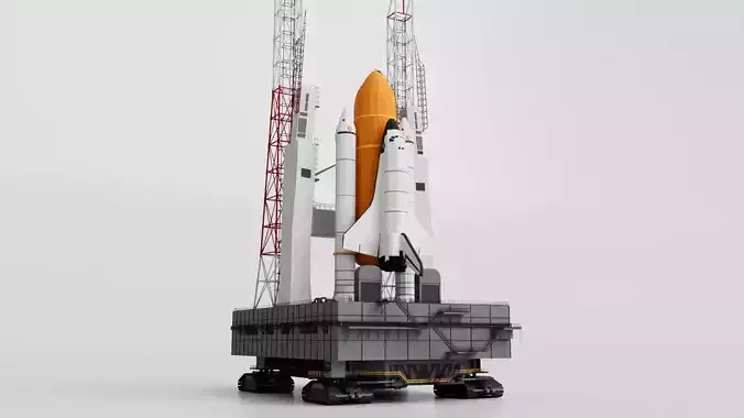 Nasa Crawler Mobile Launch Platform and Space Shuttle Rocket 3D model