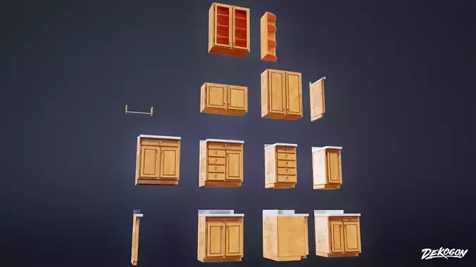 SUBURBS - Cabinet Set 01 - LOW POLY AND NANITE
