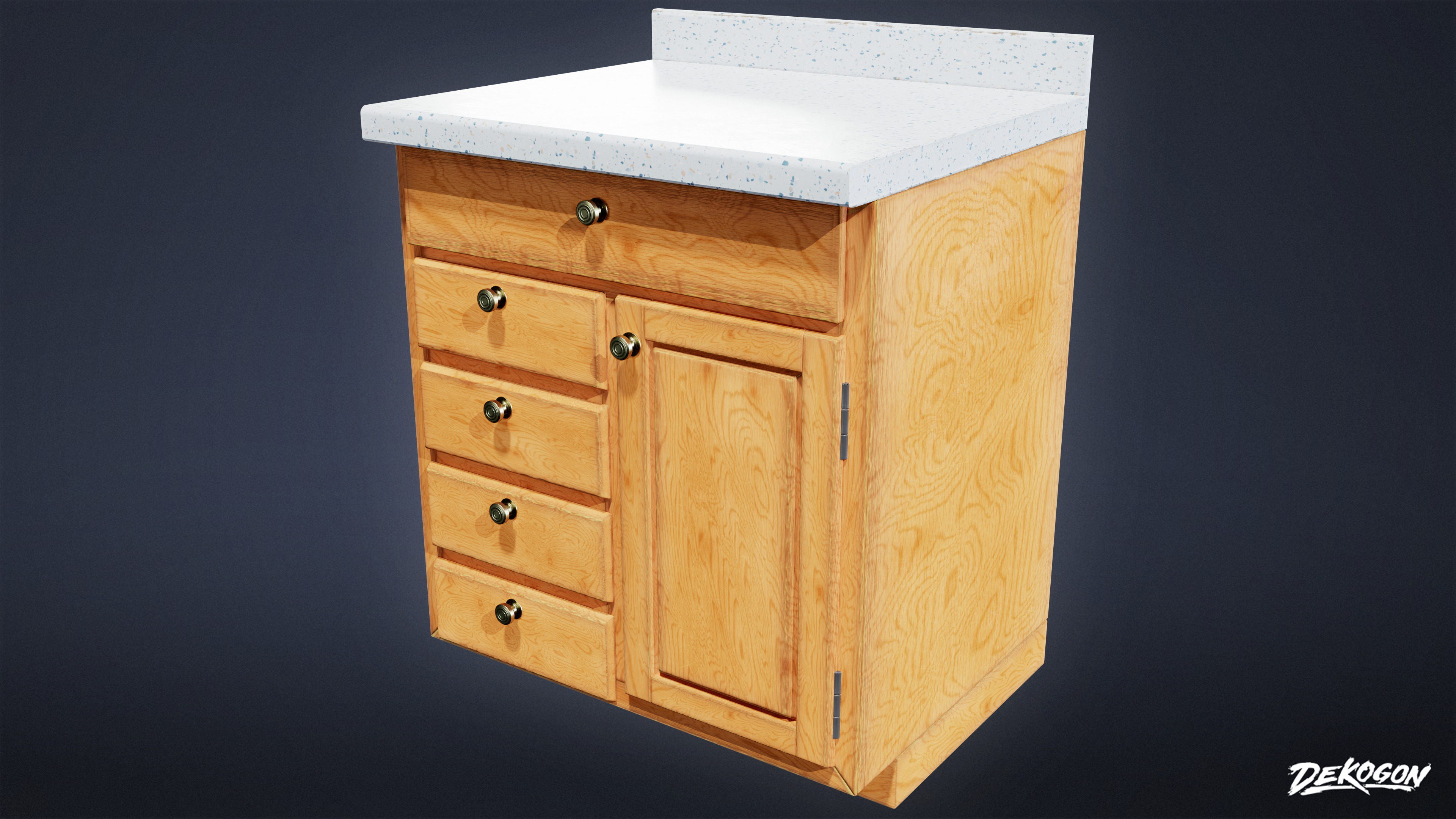 SUBURBS - Cabinet Set 01 - LOW POLY AND NANITE Low-poly 3D model_2