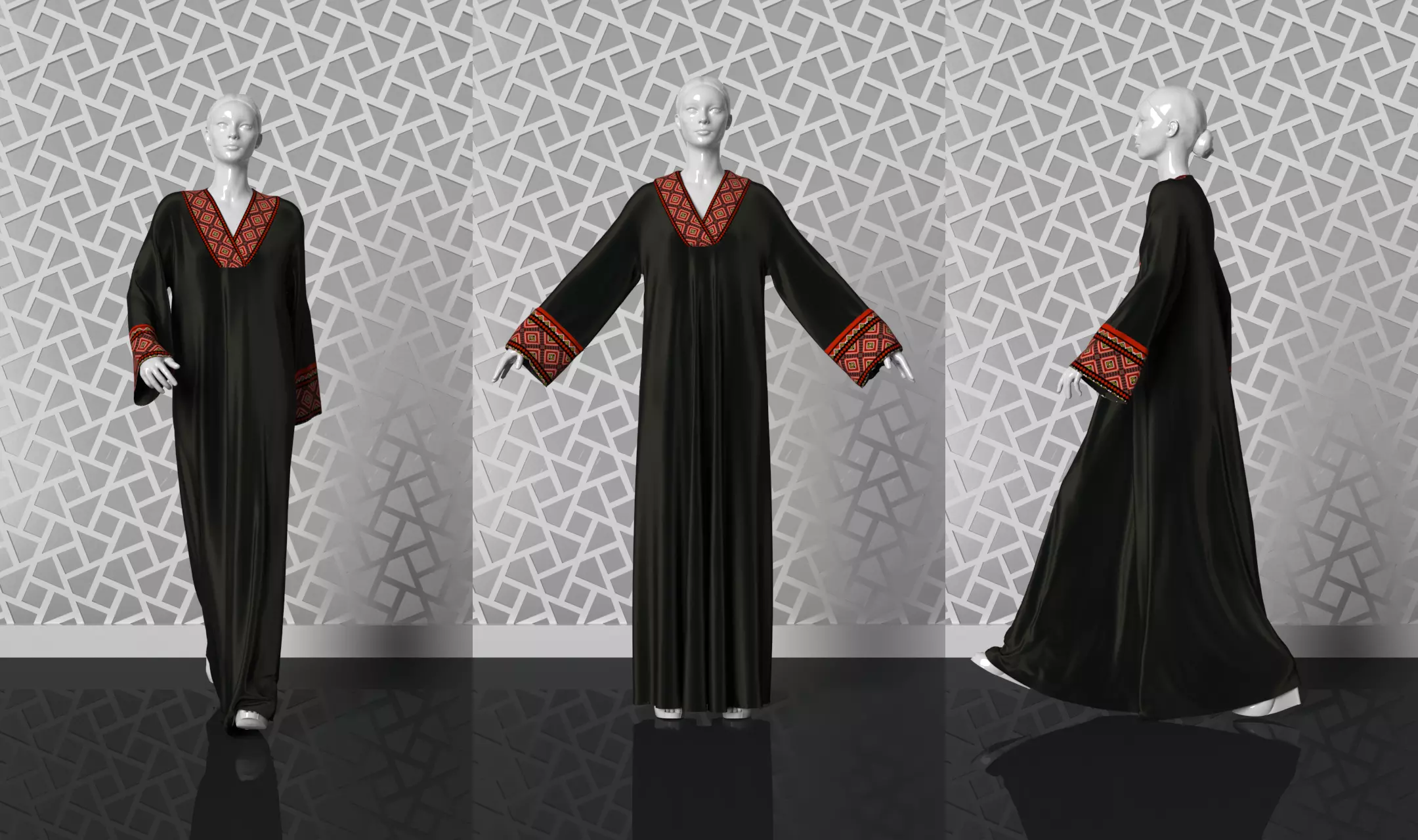 Black Abaya - Walk Cycle 3D model 3D model