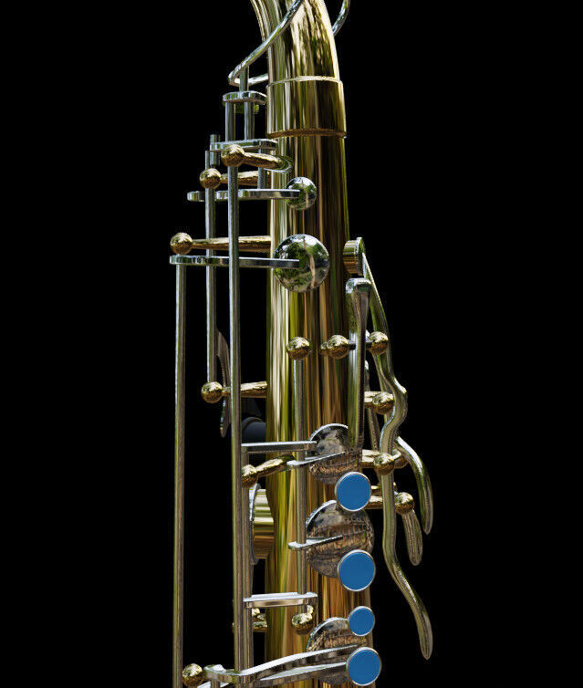 Saxophone brass and chrome 3D model_2