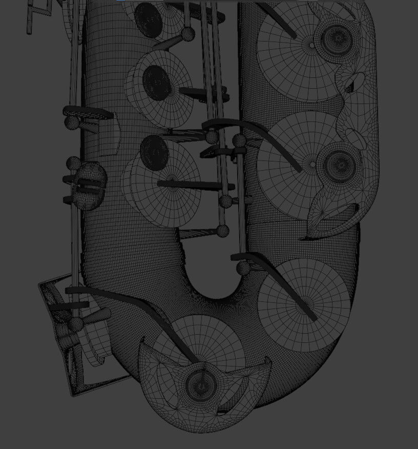 Saxophone brass and chrome 3D model_18