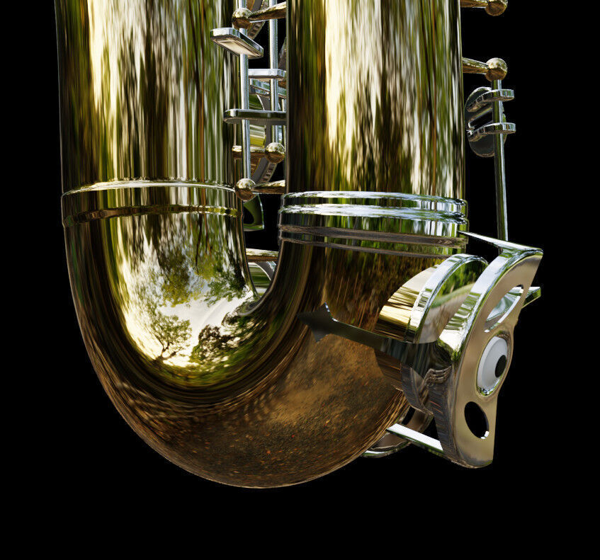 Saxophone brass and chrome 3D model_9