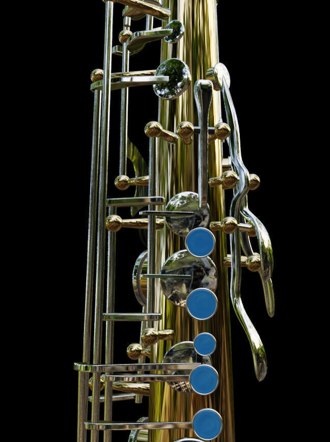 Saxophone brass and chrome 3D model_7