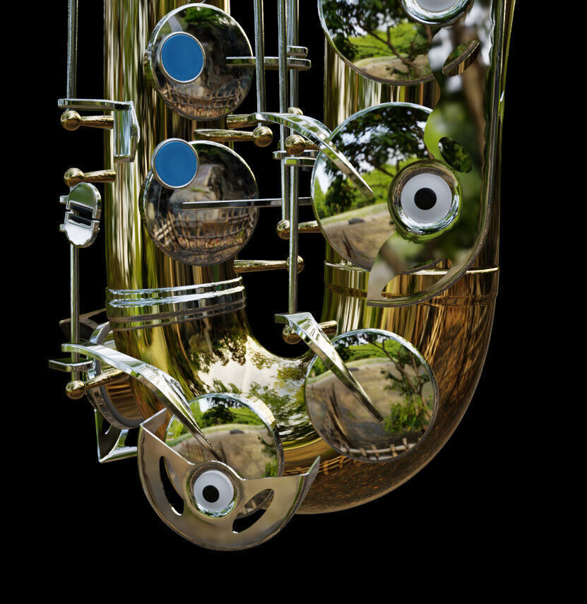 Saxophone brass and chrome 3D model_4