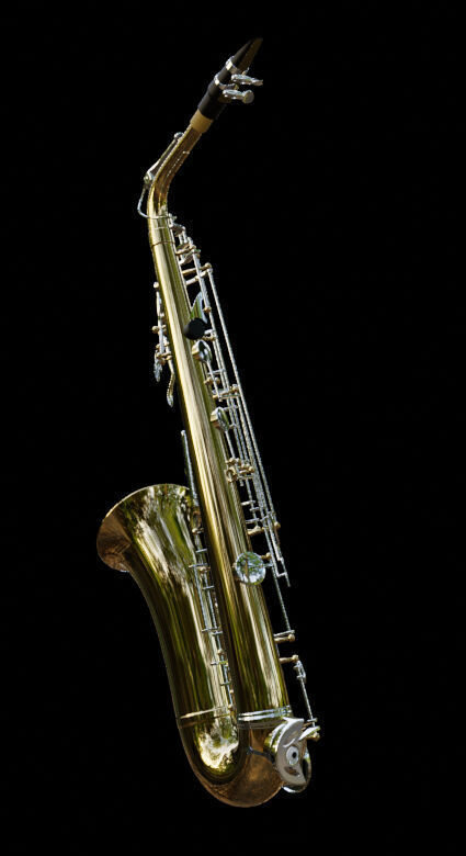 Saxophone brass and chrome 3D model_13
