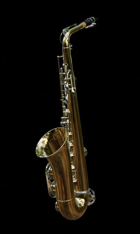 Saxophone brass and chrome 3D model_11