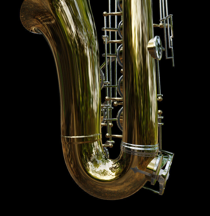 Saxophone brass and chrome 3D model_5