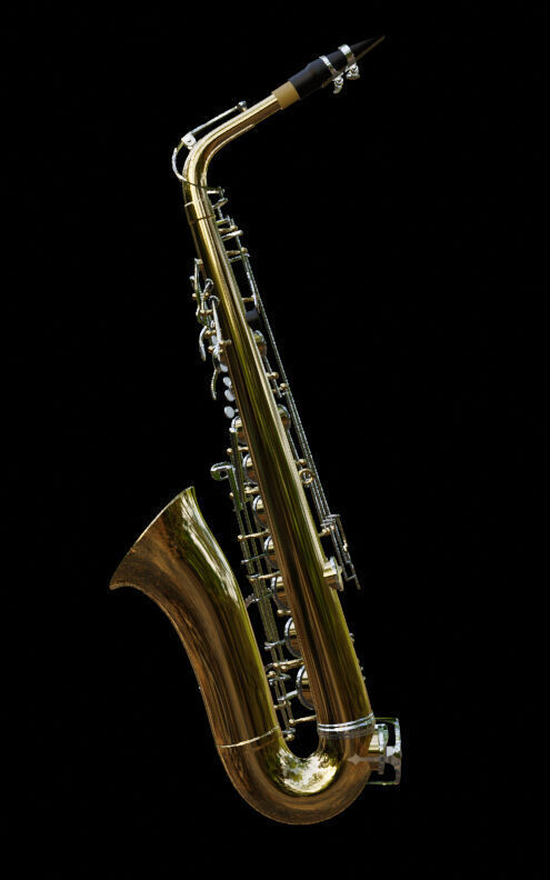 Saxophone brass and chrome 3D model_12