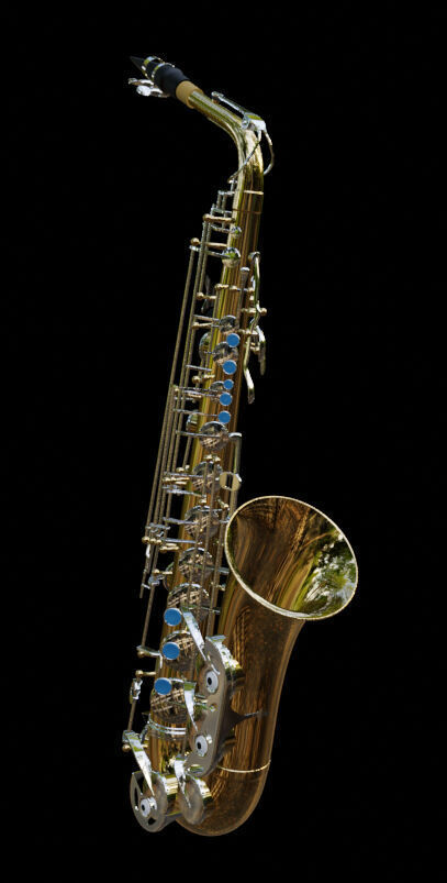 Saxophone brass and chrome 3D model_8