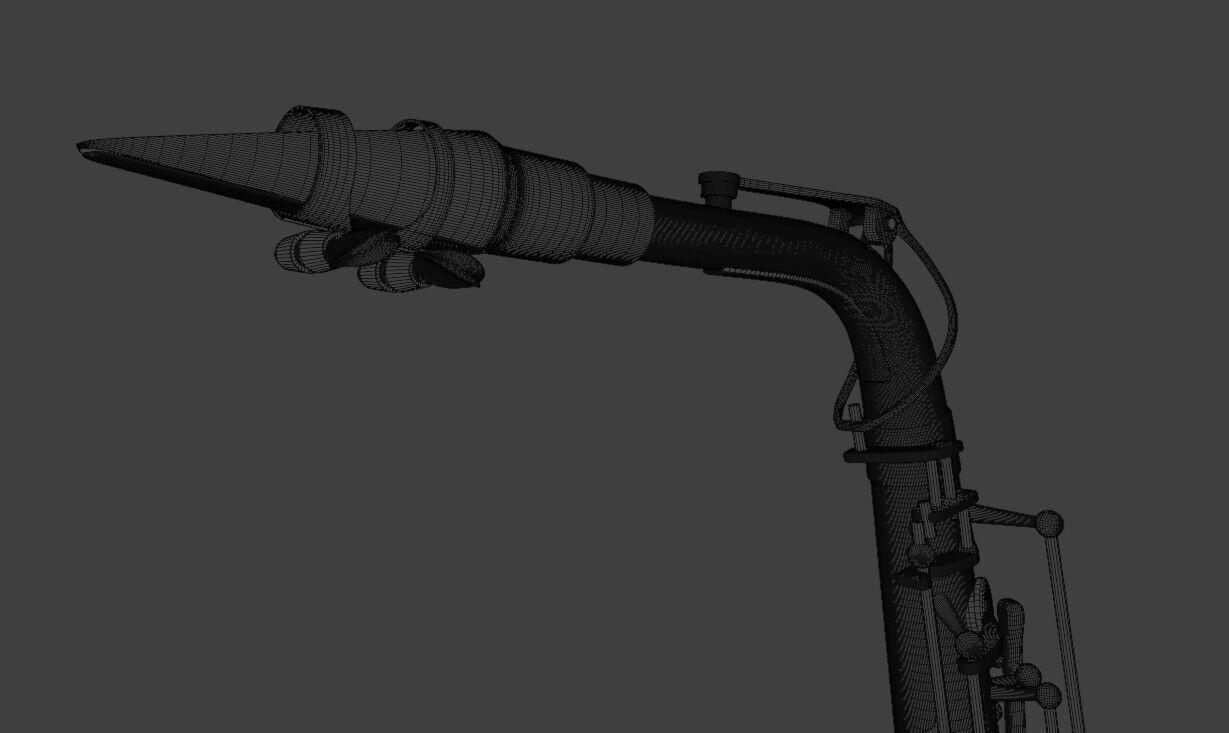 Saxophone brass and chrome 3D model_19