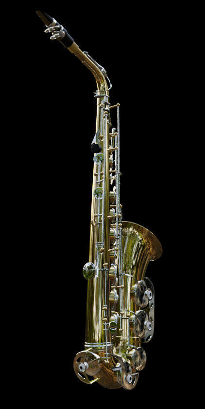 Saxophone brass and chrome 3D model_15