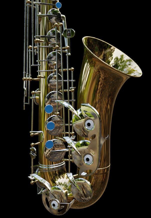 Saxophone brass and chrome 3D model_3