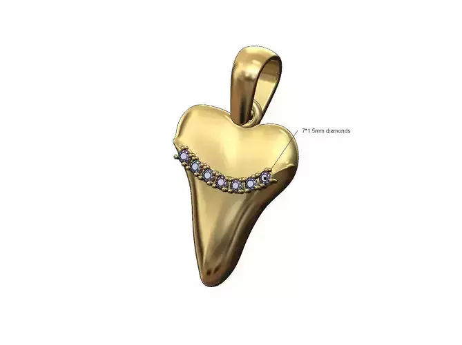 Diamond shark tooth pendant charm