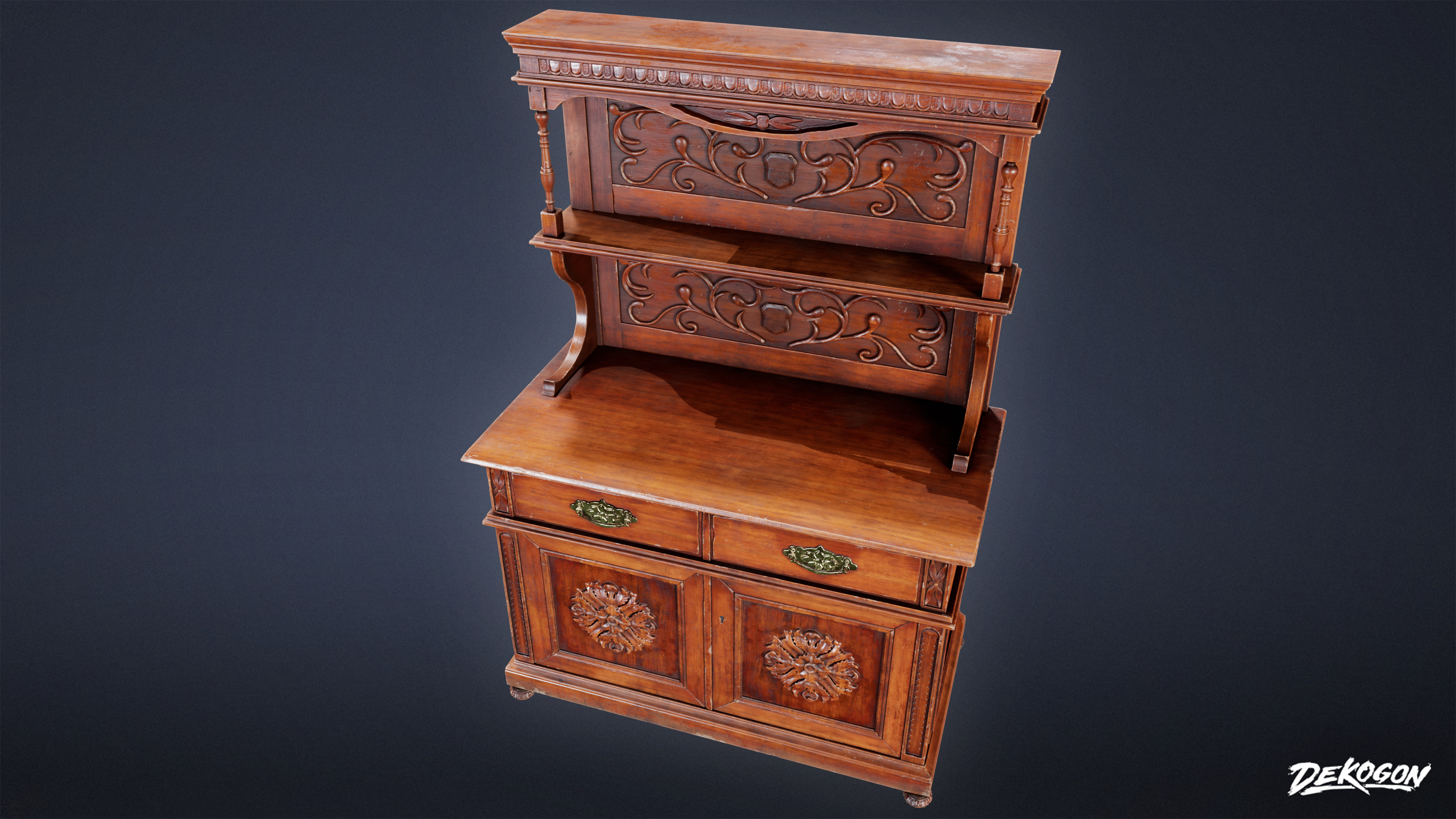 VICTORIAN - Cabinet Victorian 02 - LOW POLY AND NANITE Low-poly 3D model_4