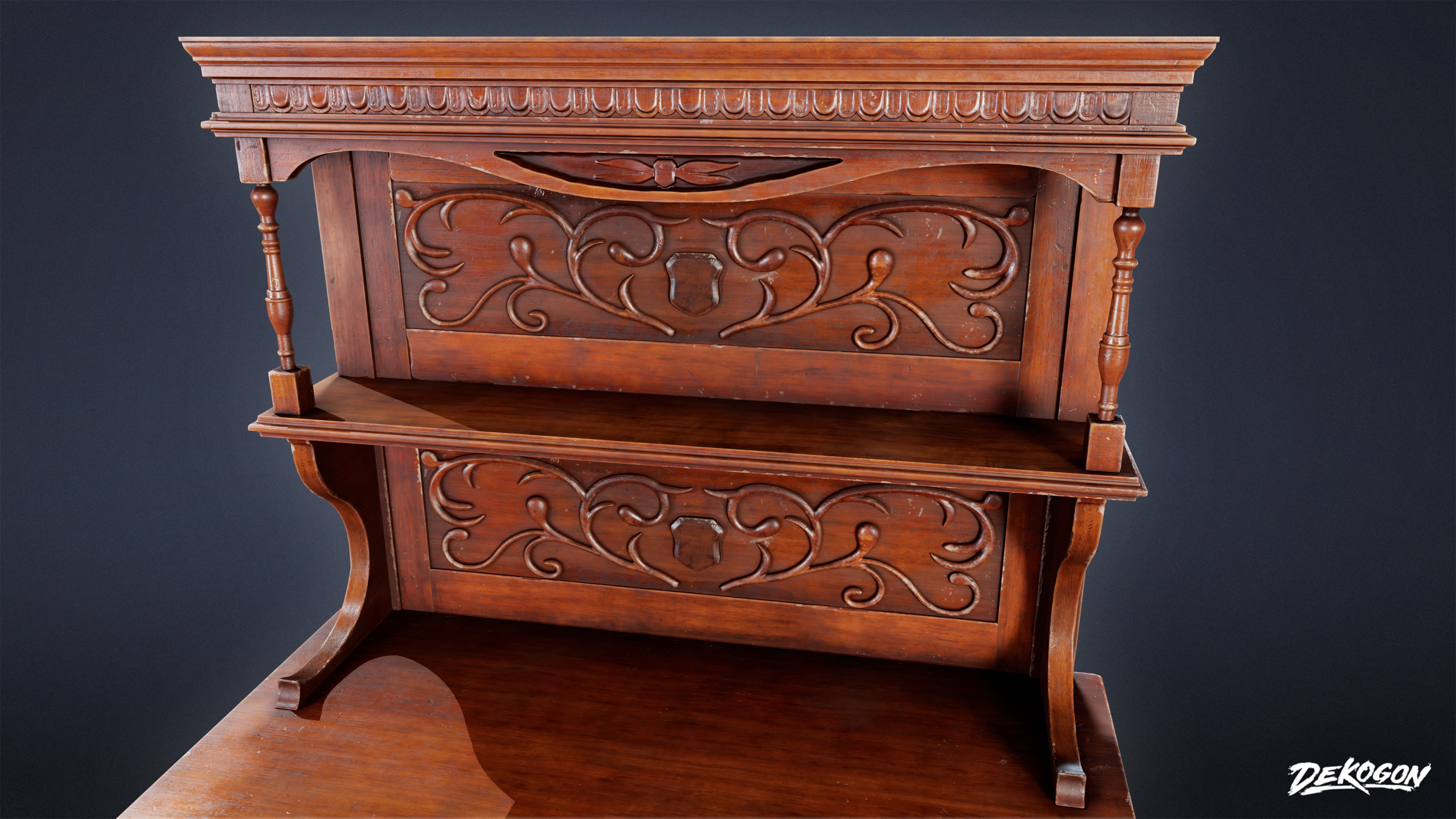 VICTORIAN - Cabinet Victorian 02 - LOW POLY AND NANITE Low-poly 3D model_5