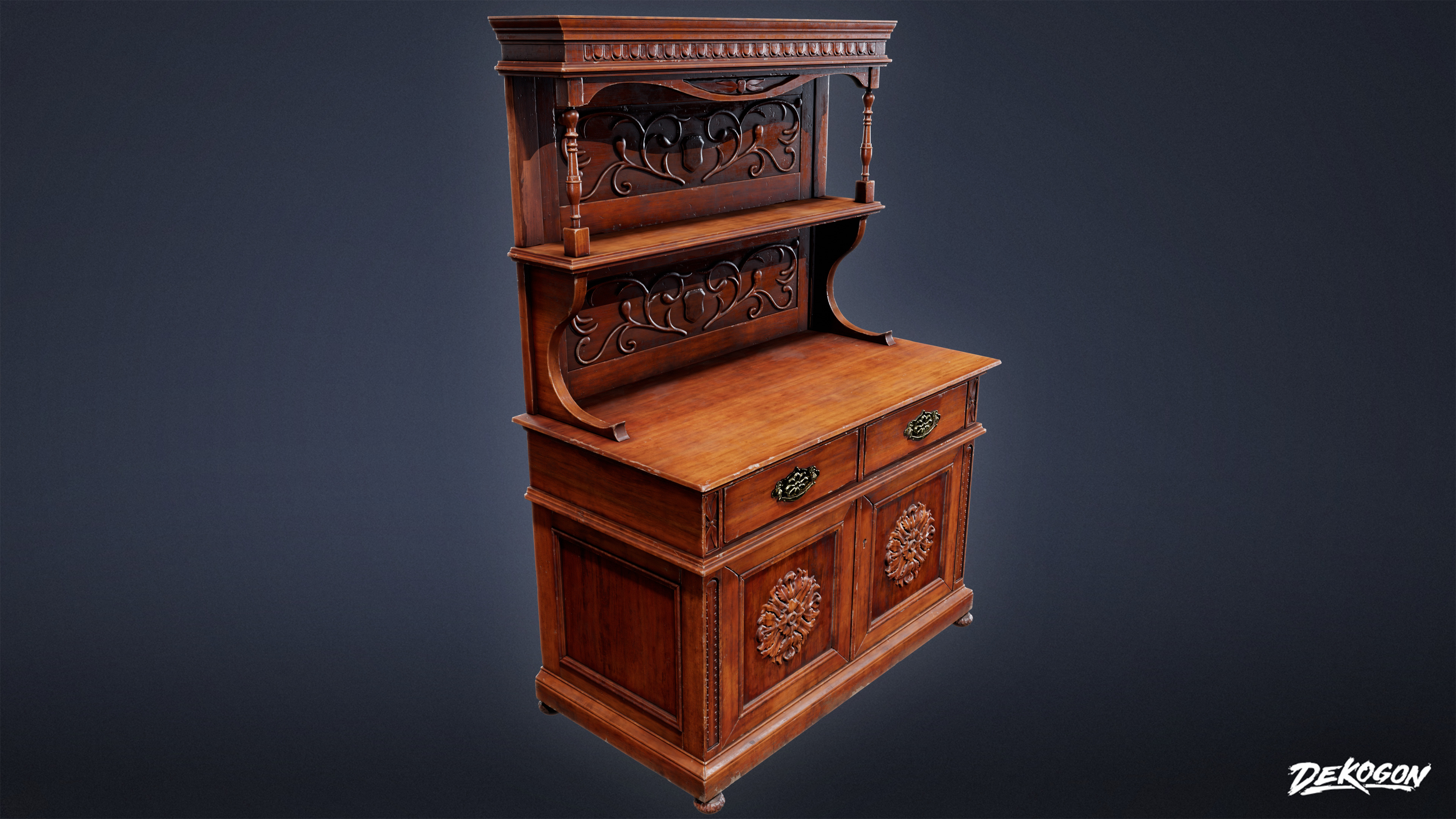 VICTORIAN - Cabinet Victorian 02 - LOW POLY AND NANITE Low-poly 3D model_1