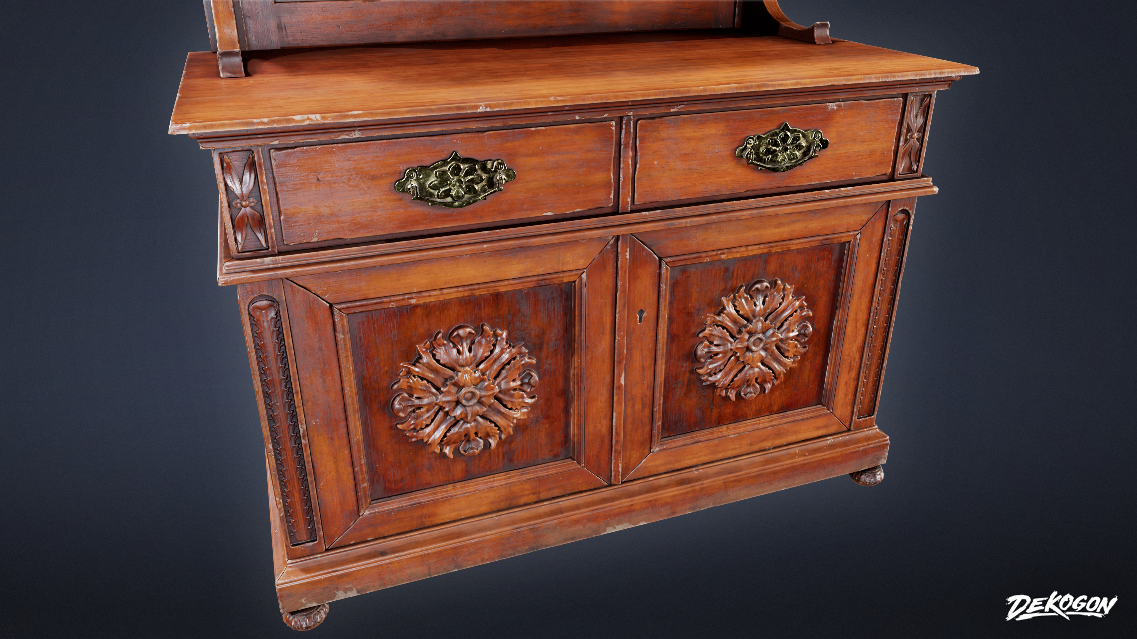 VICTORIAN - Cabinet Victorian 02 - LOW POLY AND NANITE Low-poly 3D model_6