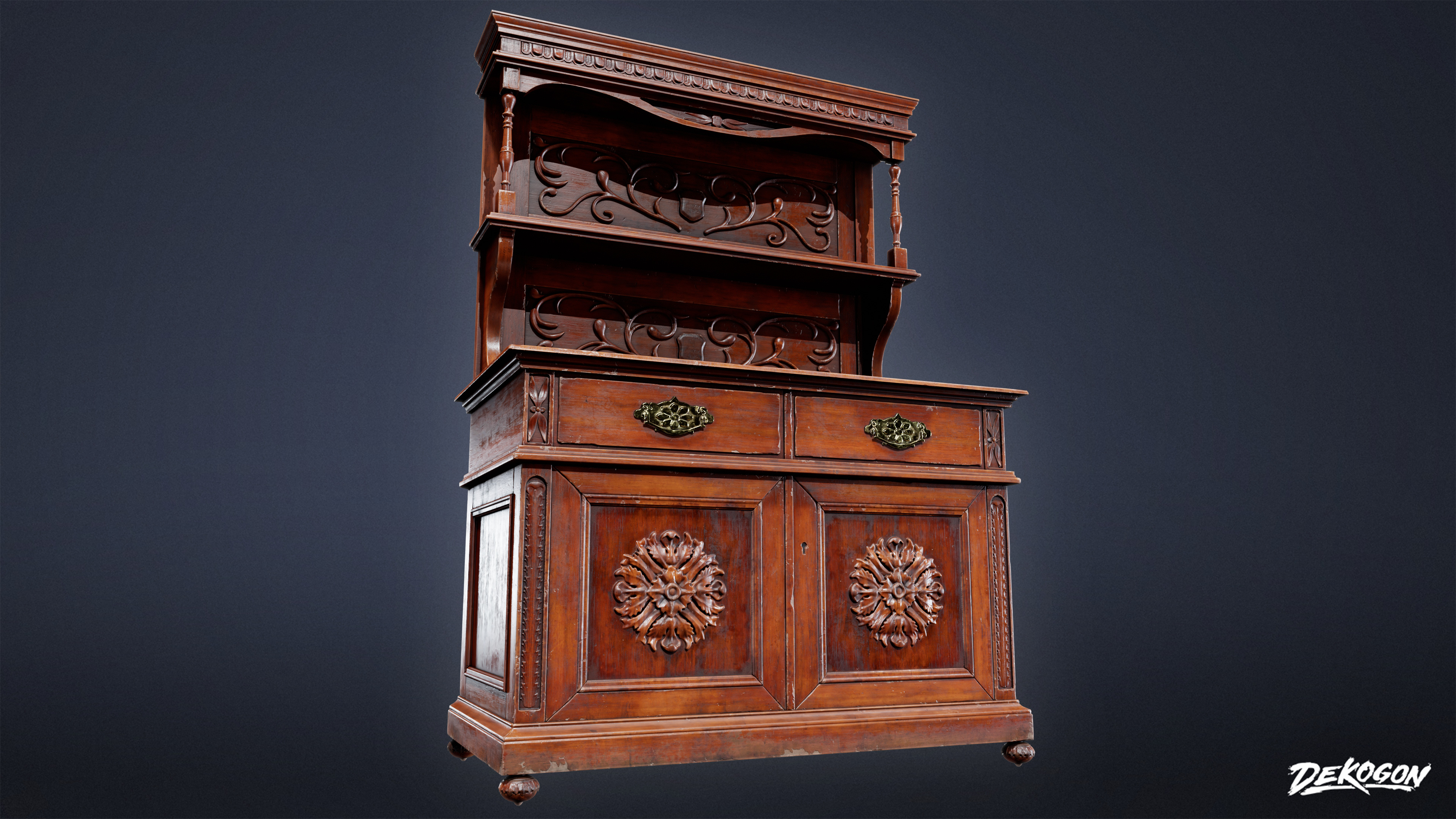 VICTORIAN - Cabinet Victorian 02 - LOW POLY AND NANITE Low-poly 3D model_3