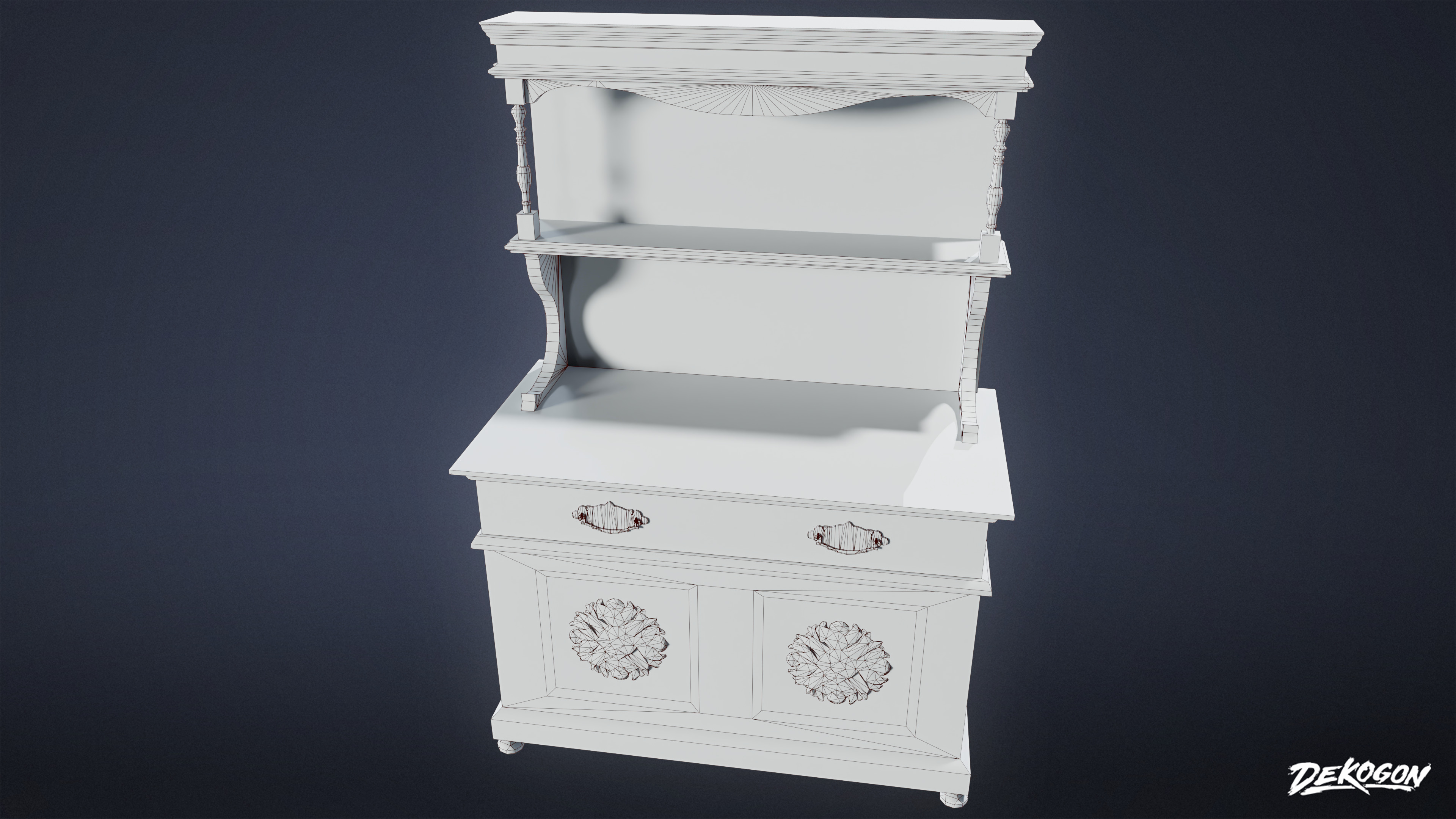 VICTORIAN - Cabinet Victorian 02 - LOW POLY AND NANITE Low-poly 3D model_8