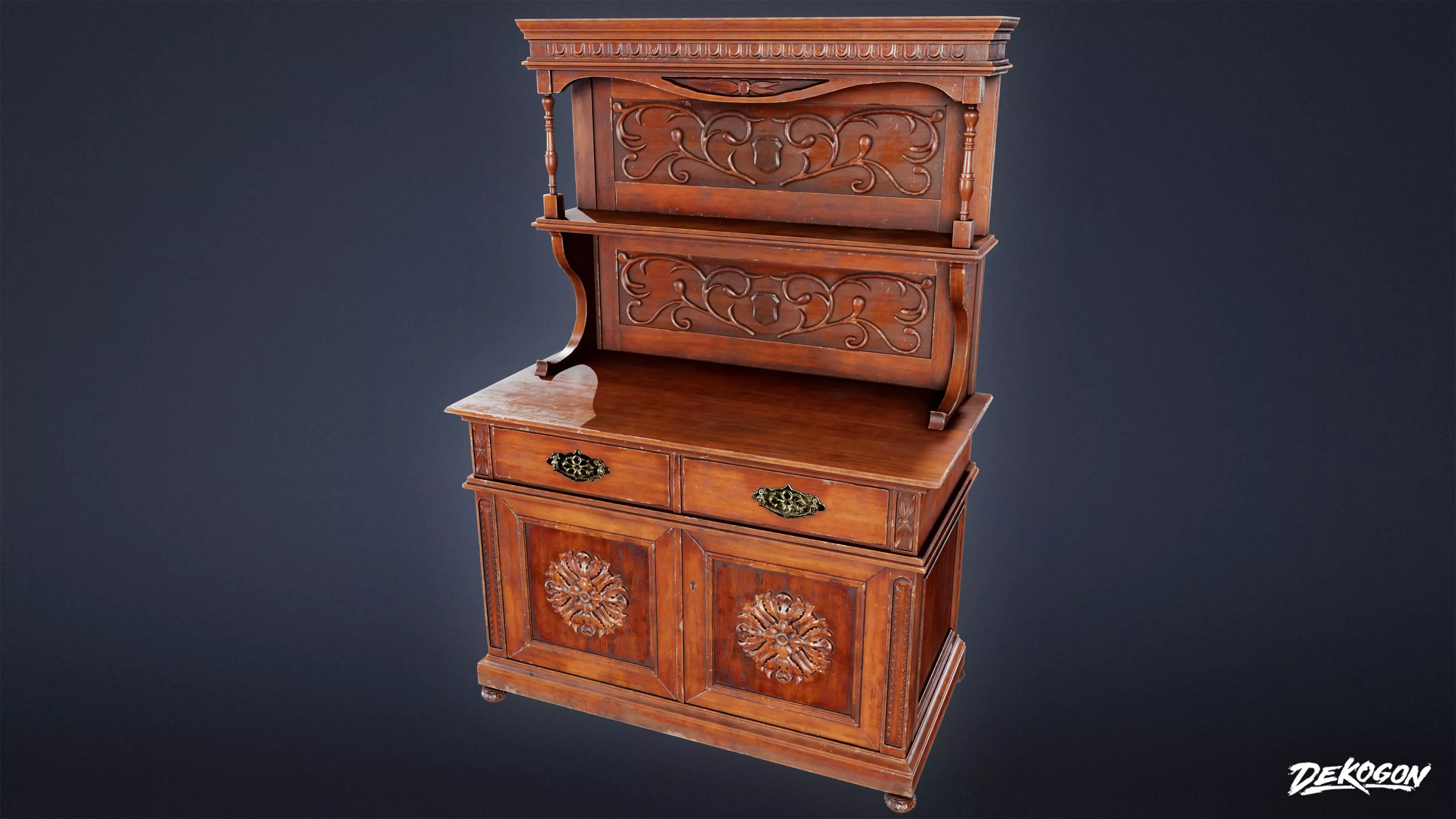 VICTORIAN - Cabinet Victorian 02 - LOW POLY AND NANITE Low-poly 3D model_0