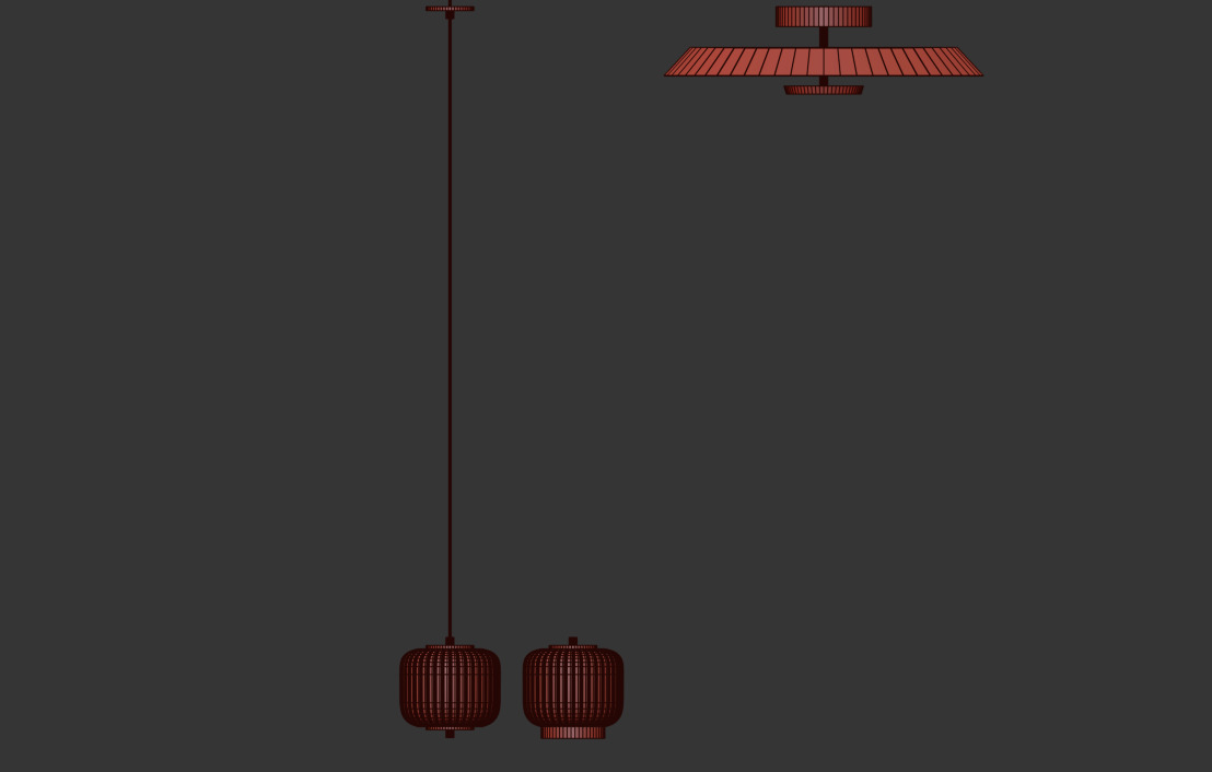 Set Modern Minimalist Bedroom Ceiling Pendant and Table Lamp 3D model_7