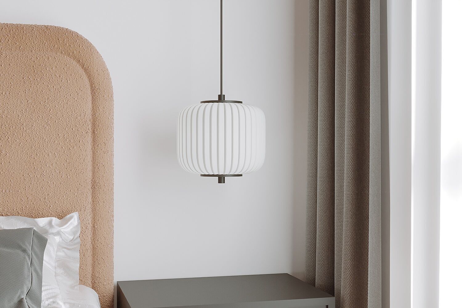 Set Modern Minimalist Bedroom Ceiling Pendant and Table Lamp 3D model_2