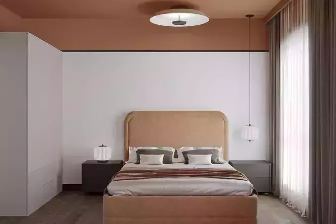 Set Modern Minimalist Bedroom Ceiling Pendant and Table Lamp