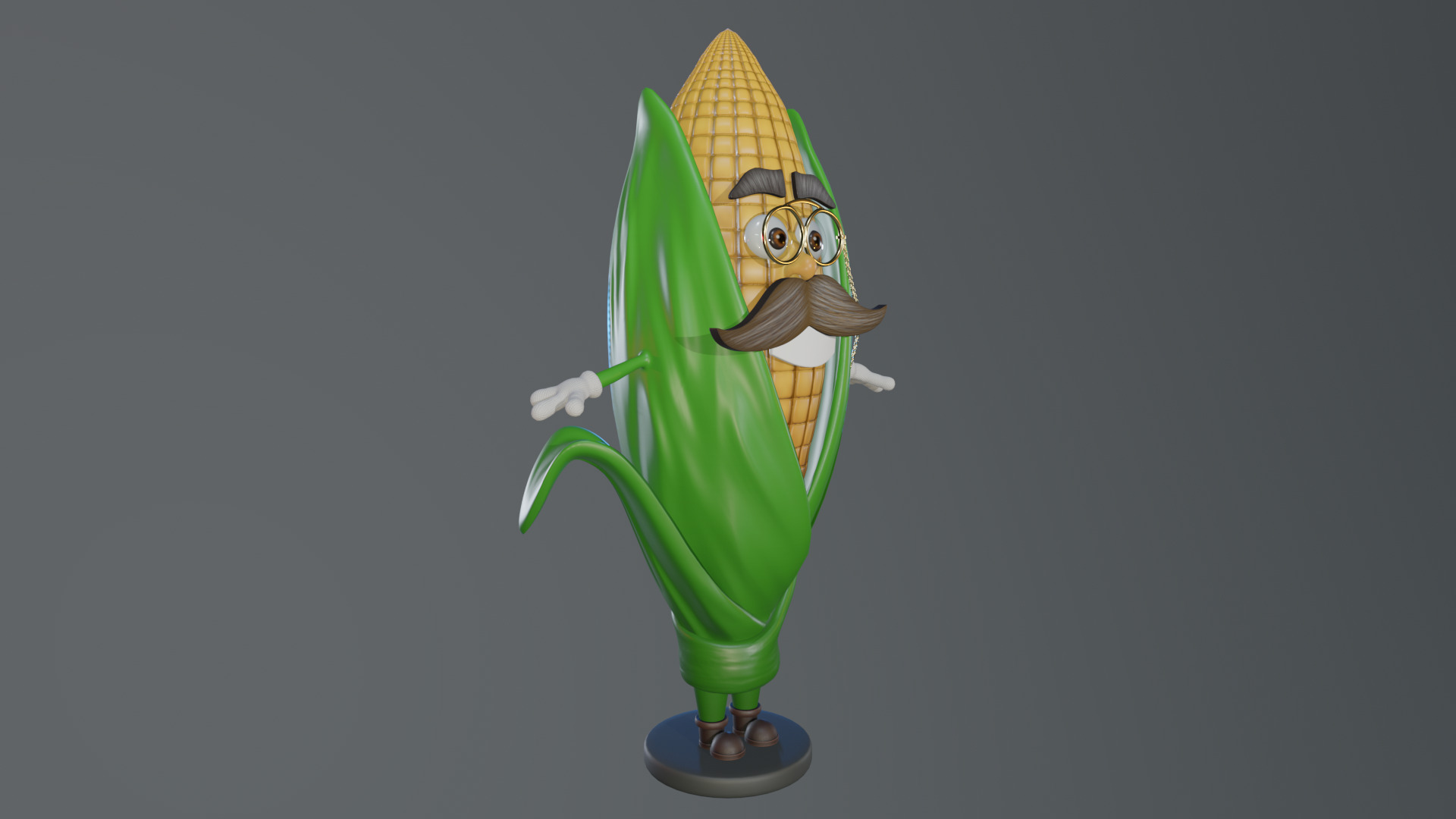 Cartoon Corn Character with Rigged Model Low-poly 3D model_8