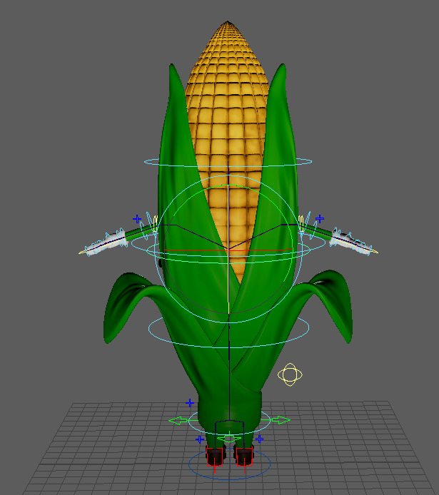 Cartoon Corn Character with Rigged Model Low-poly 3D model_16